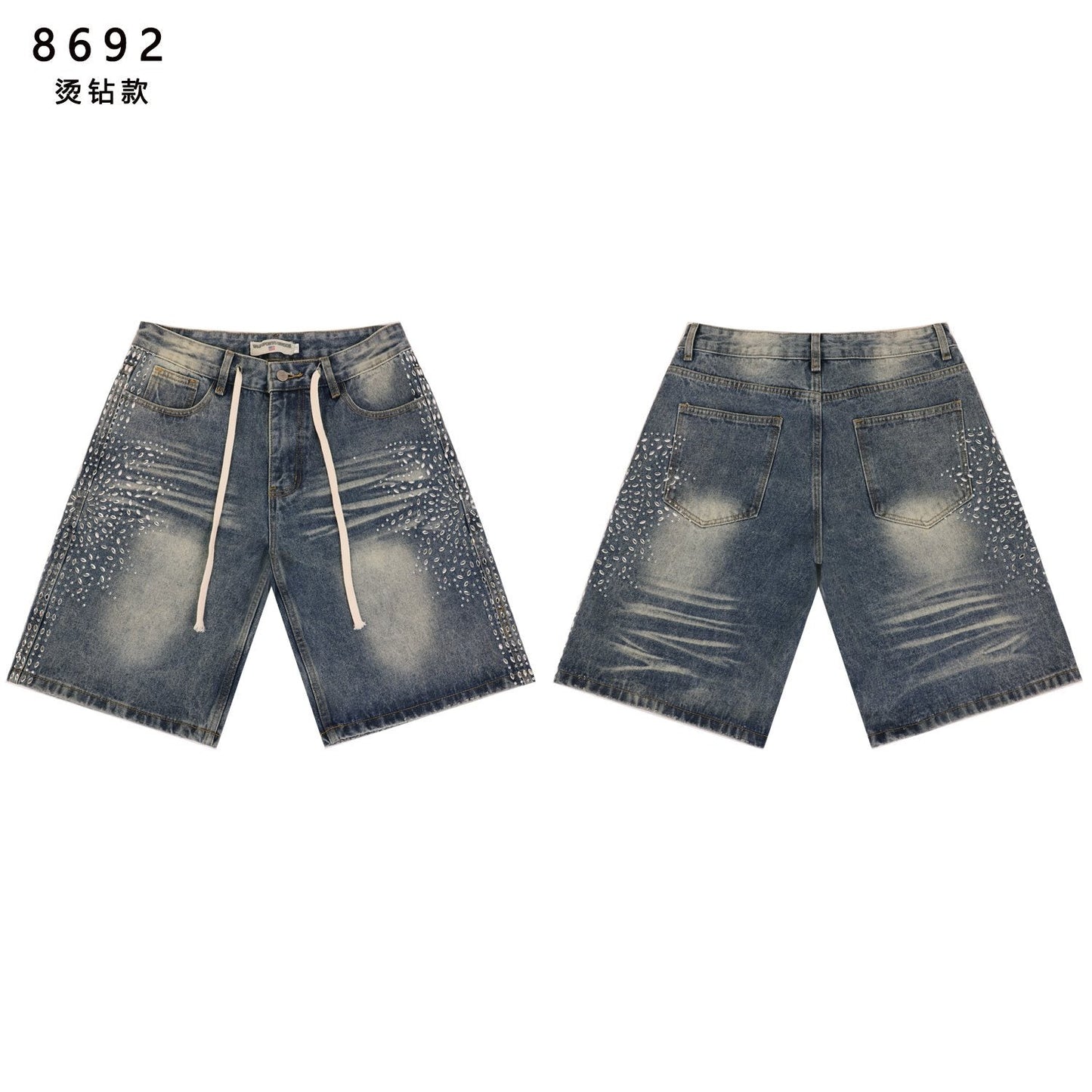 VALE SPORTS DIVISION Rhinestone Starburst Denim Shorts — hero