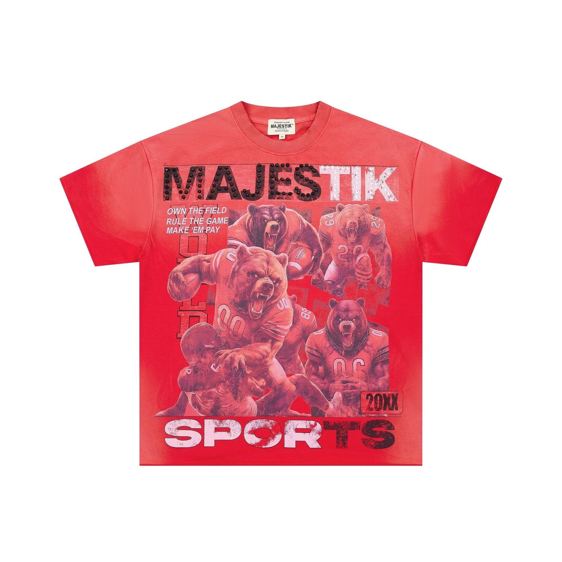 MAJESTIK Red Bear Football Graphic T-Shirt — hero