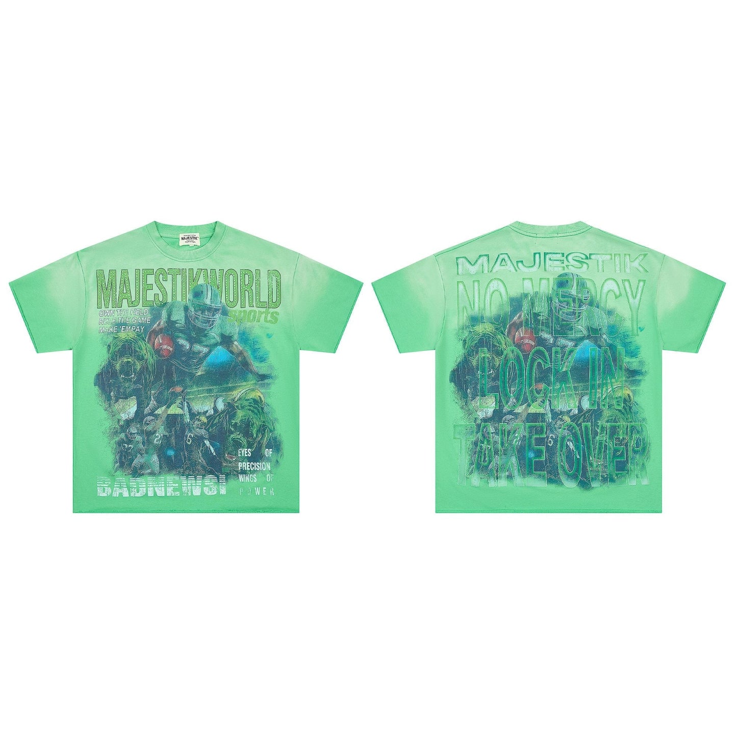 MAJESTIK Green Football Graphic T-Shirt — hero
