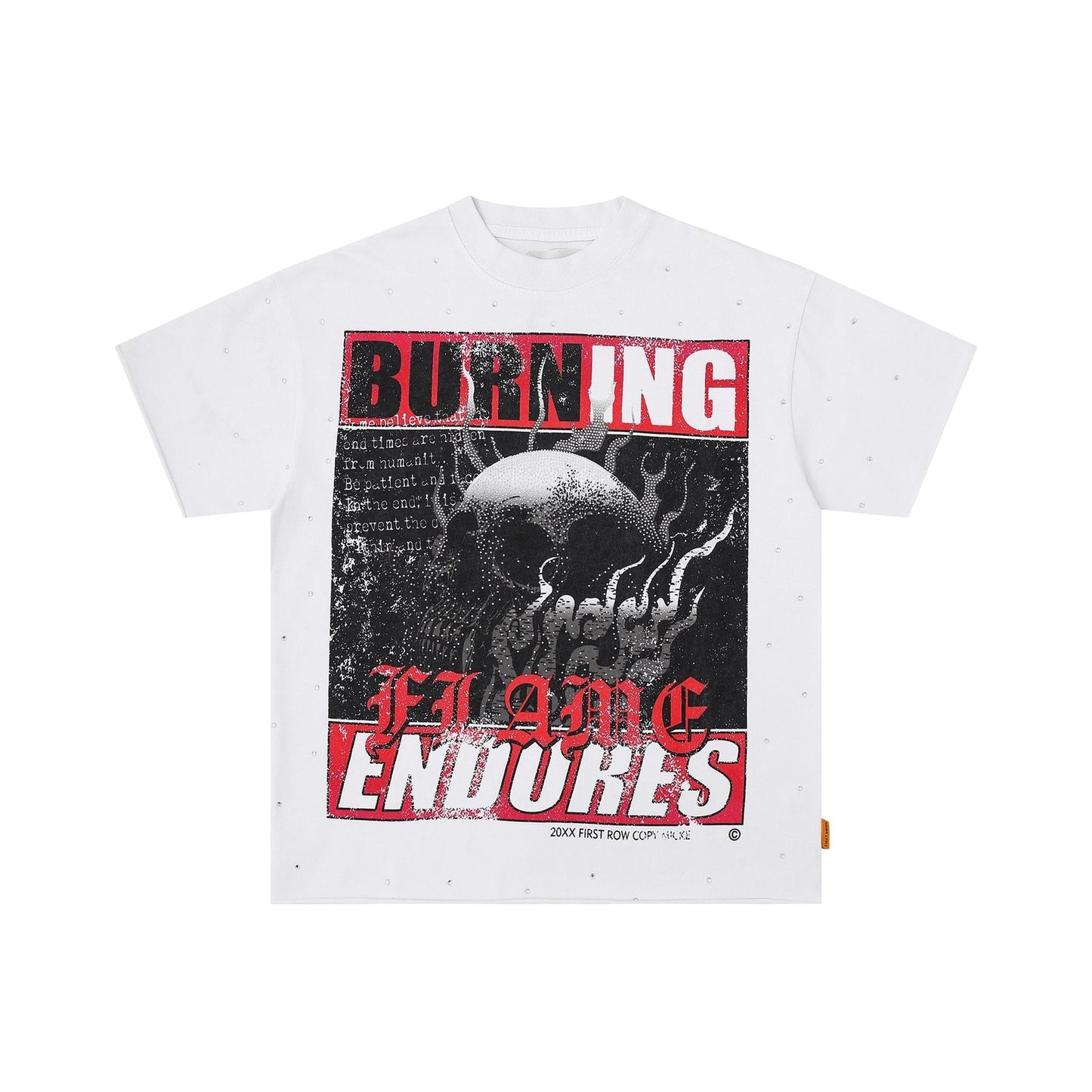 FIRST ROW Burning Flames Cropped Graphic T-Shirt — front
