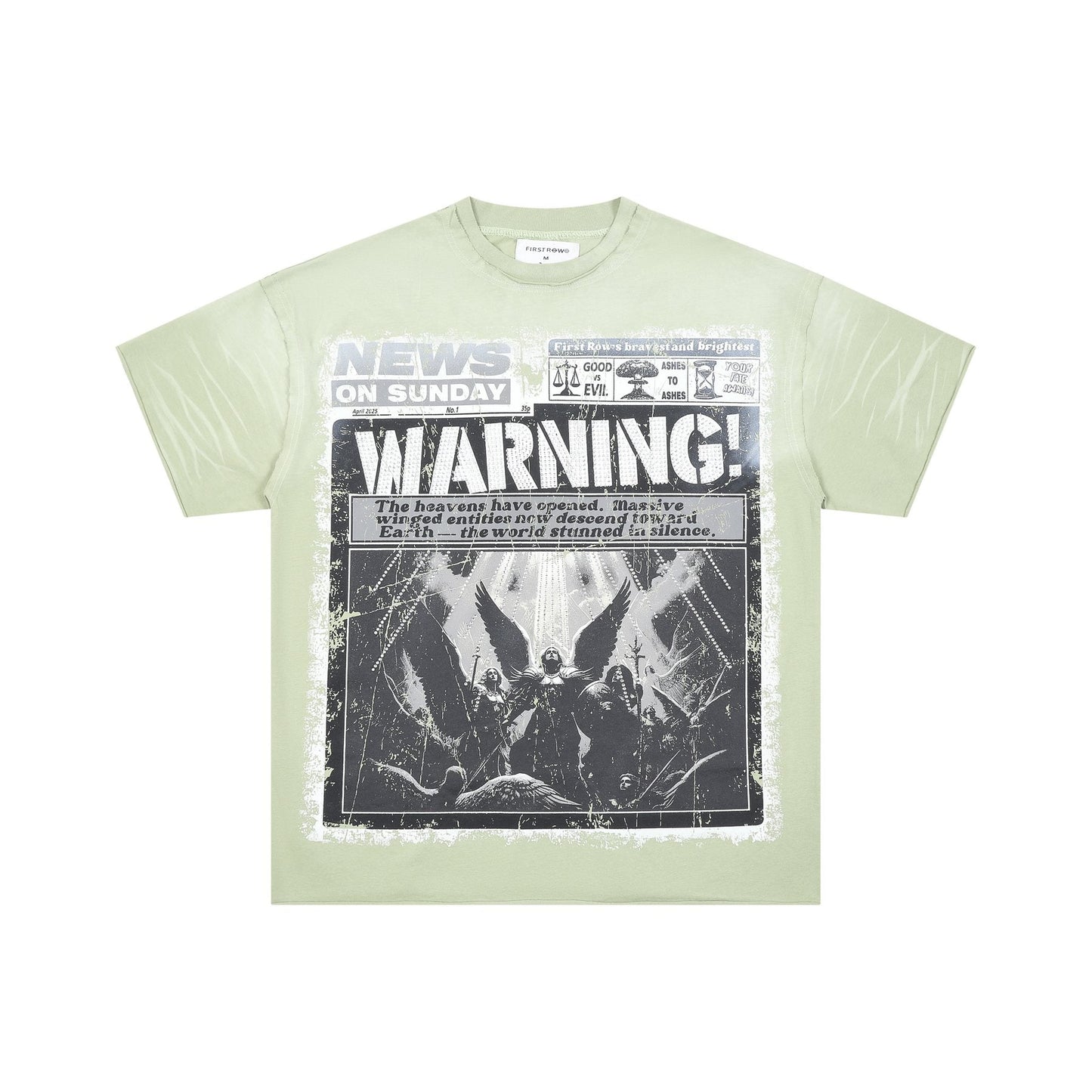 FIRST ROW Breaking News Warning From Heaven Cropped T-Shirt — front