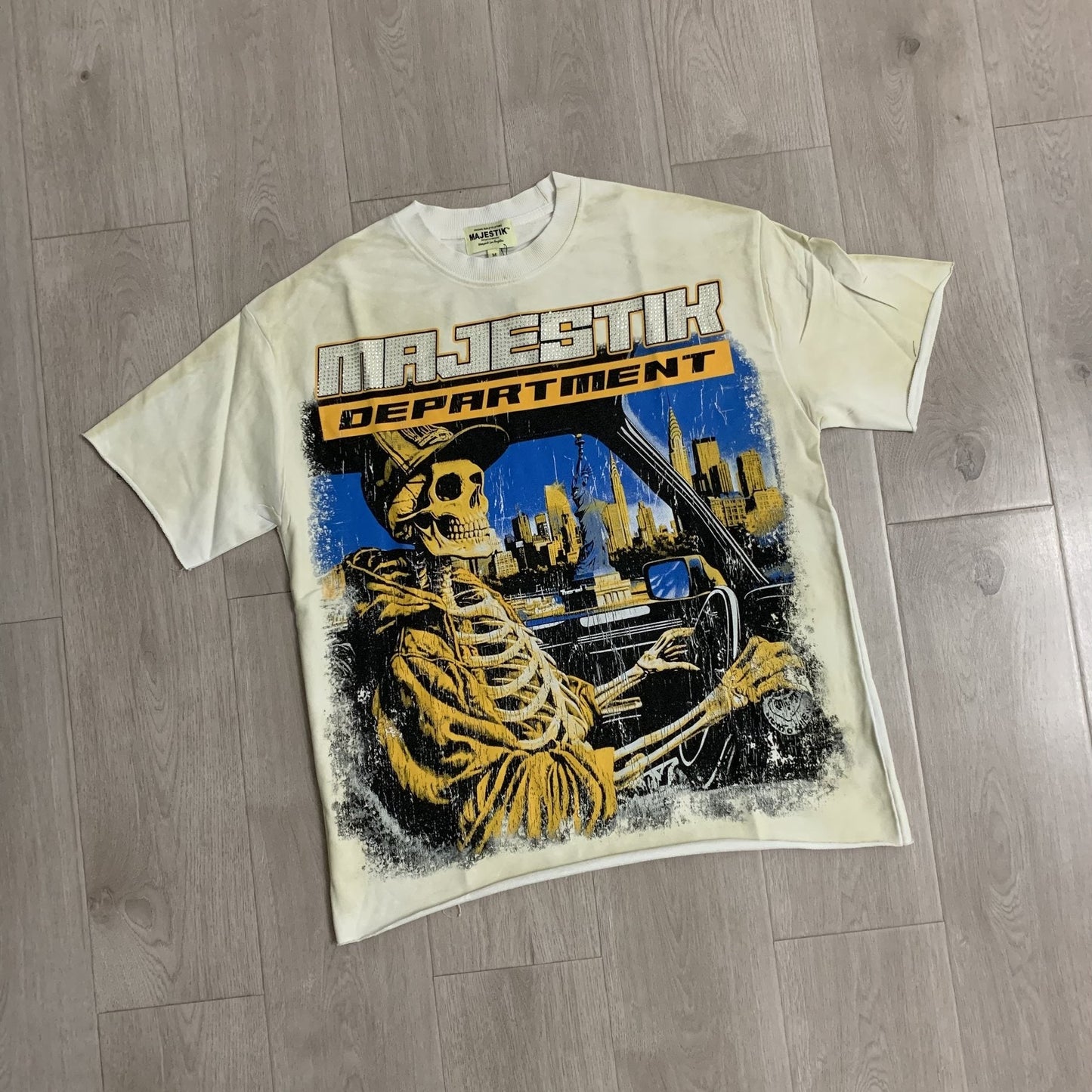 MAJESTIK Skeleton Driver Graphic T-Shirt — front