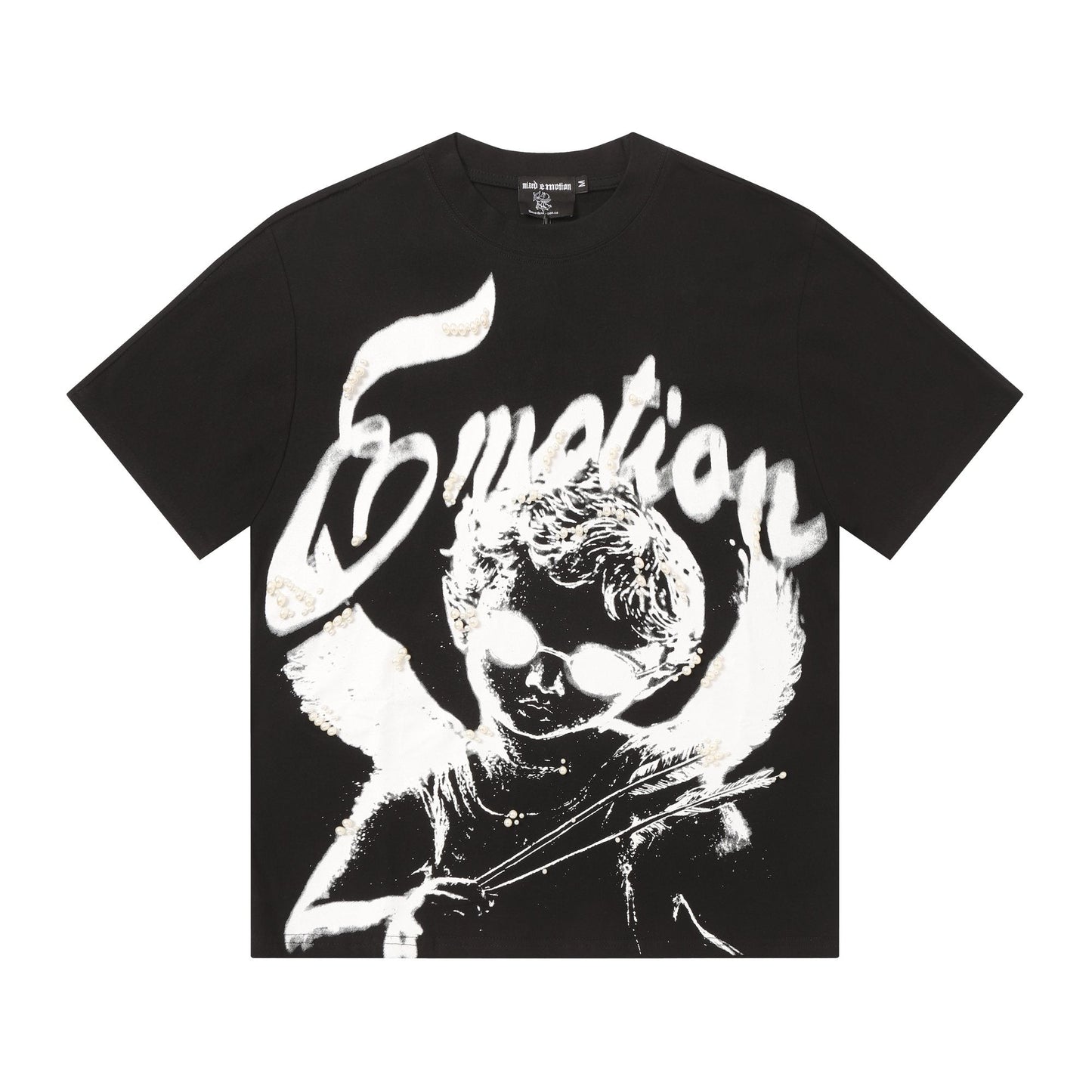MIXED EMOTION Pearl Script Graphic T-Shirt — hero
