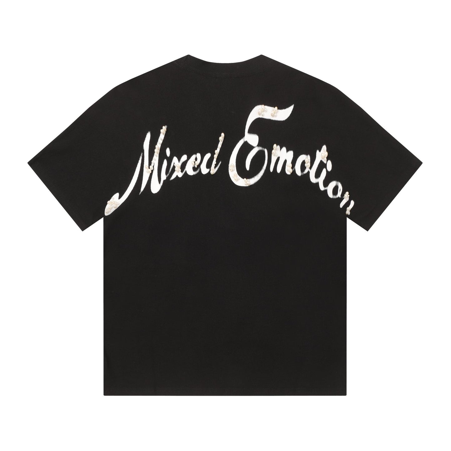 MIXED EMOTION Pearl Script Graphic T-Shirt — back