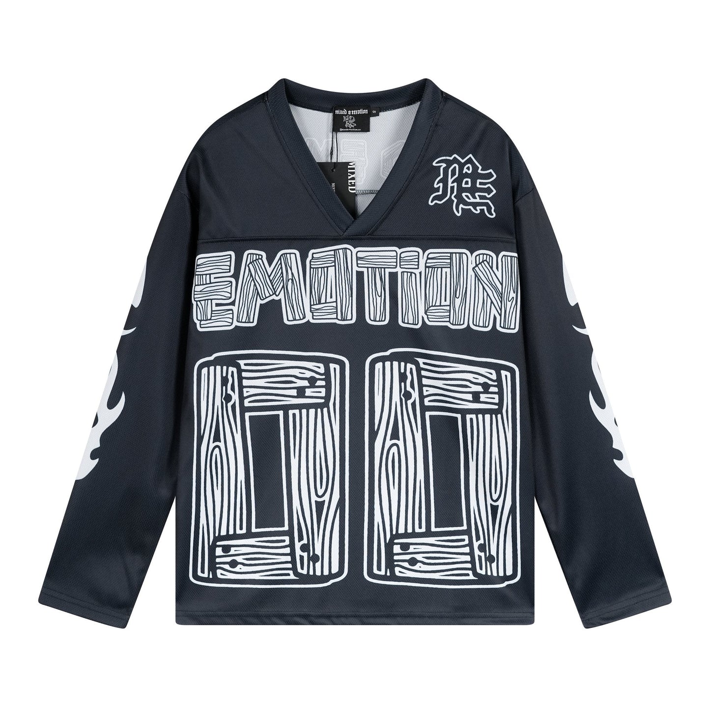 MIXED EMOTION V-Neck Jersey-Style Long-Sleeve T-Shirt — hero