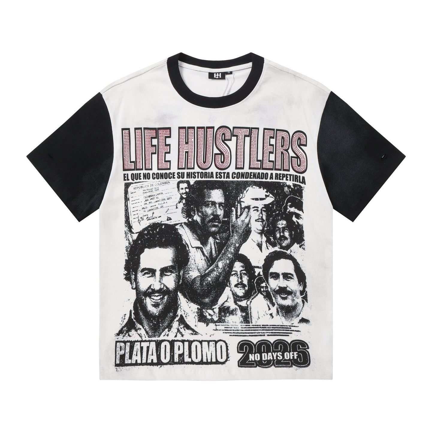Life Hustlere Contrast-Sleeve Graphic T-Shirt — hero