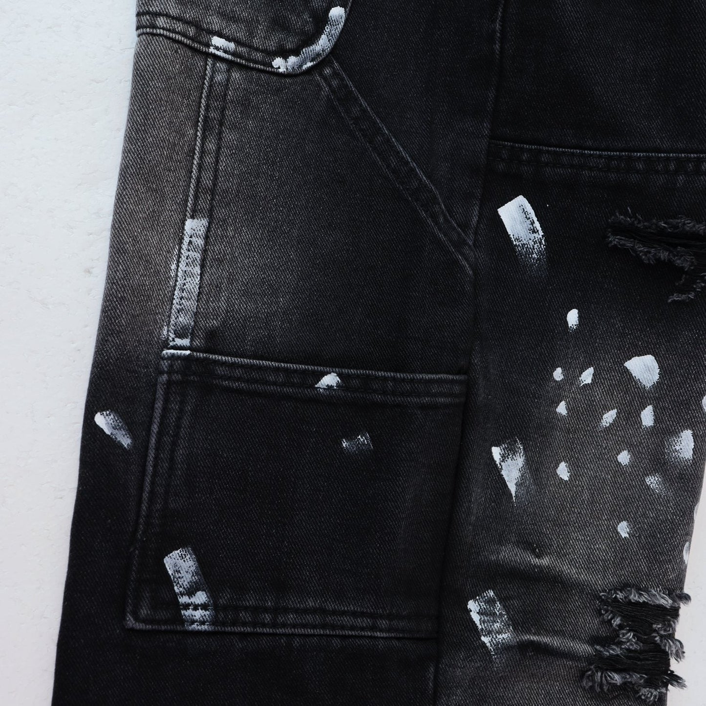 Valley Dreams Distressed Paint-Splatter Jeans — detail