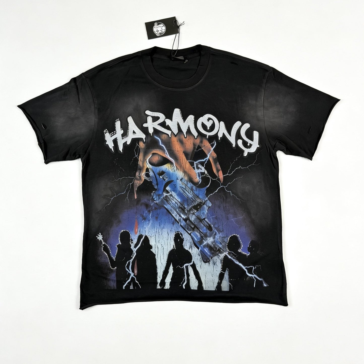 HARMONY New Age Distressed Rhinestone Graphic T-Shirt — hero