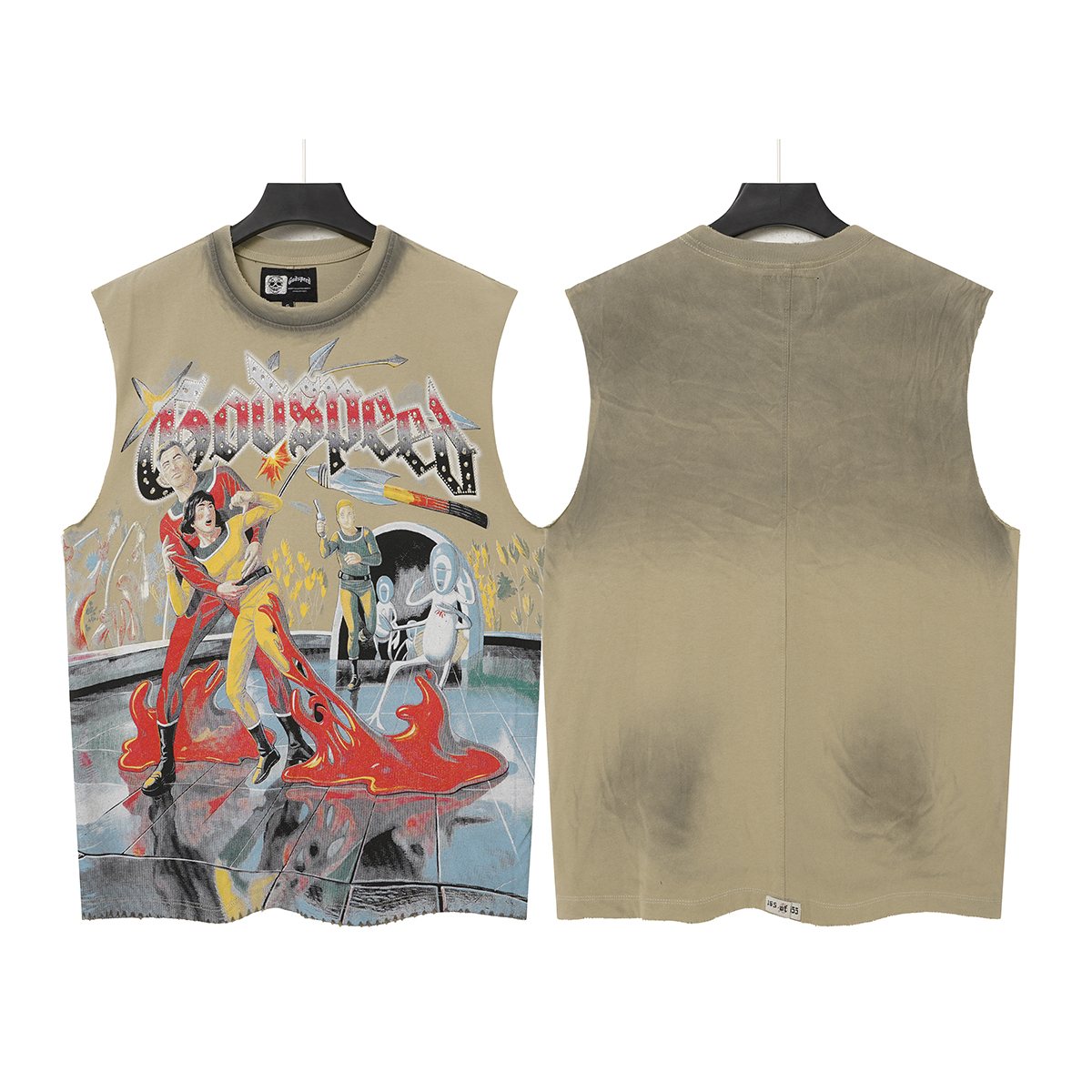 Godspeed Rhinestone Washed Sleeveless T-Shirt — front