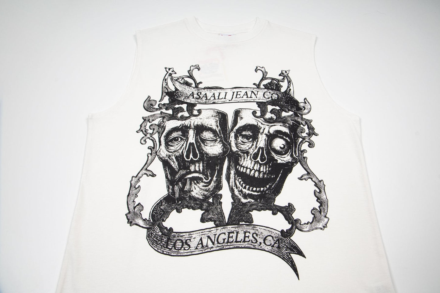 ASAALL White Graphic Sleeveless T-Shirt — front