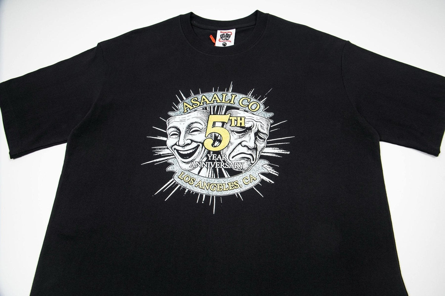 ASAALL Theatrical Mask Graphic T-Shirt — detail