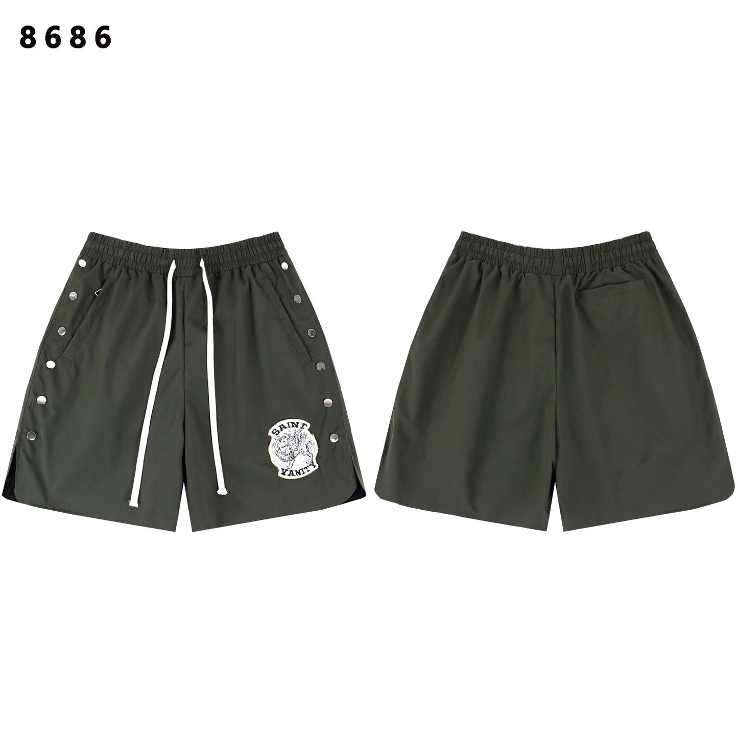 SAINT Vanity Embroidered Patch Shorts — front