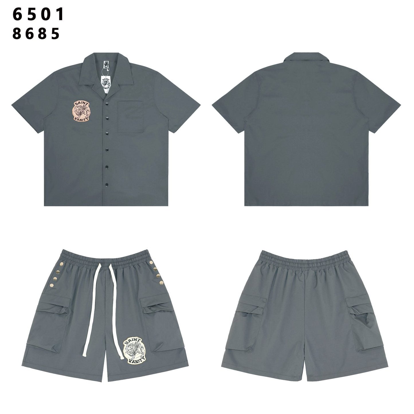SAINT Vanity Patch Short-Sleeve Shirt & Cargo Shorts Set — front