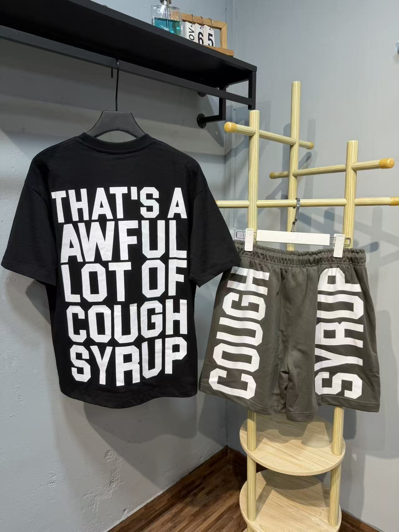 THAT'S A AWFUL LOT OF COUGH SYRUP Joker Face Graphic Short-Sleeve Set — back
