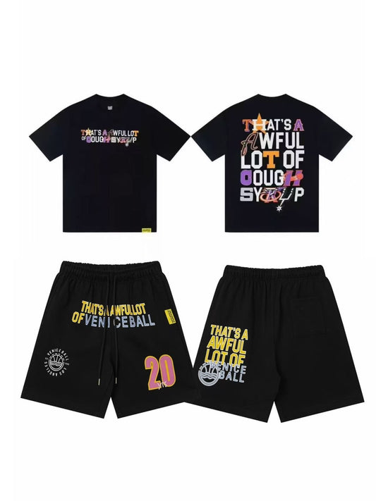 THAT'S A AWFUL LOT OF COUGH SYRUP Text Logo Short-Sleeve Set — front
