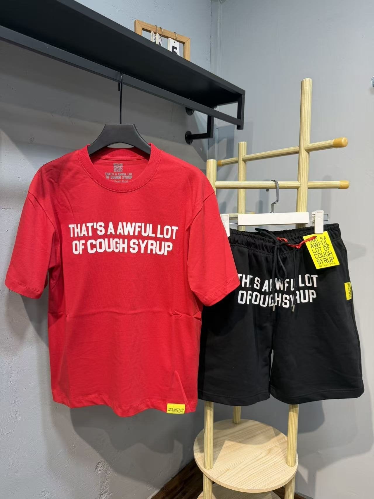 THAT'S A AWFUL LOT OF COUGH SYRUP Bold Wordmark Short-Sleeve Set — front