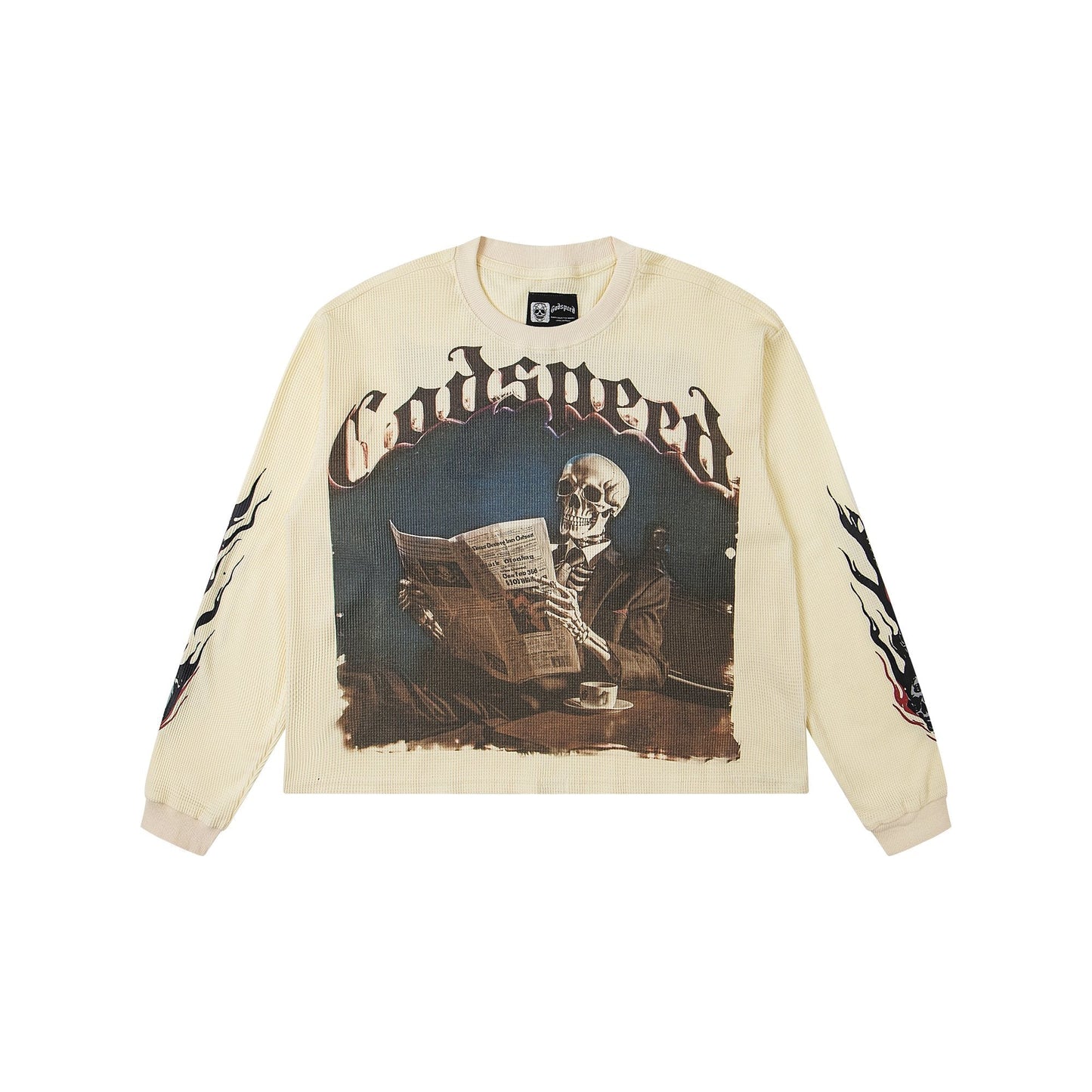 Godspeed Newspaper Skull Graphic Long-Sleeve T-Shirt — hero