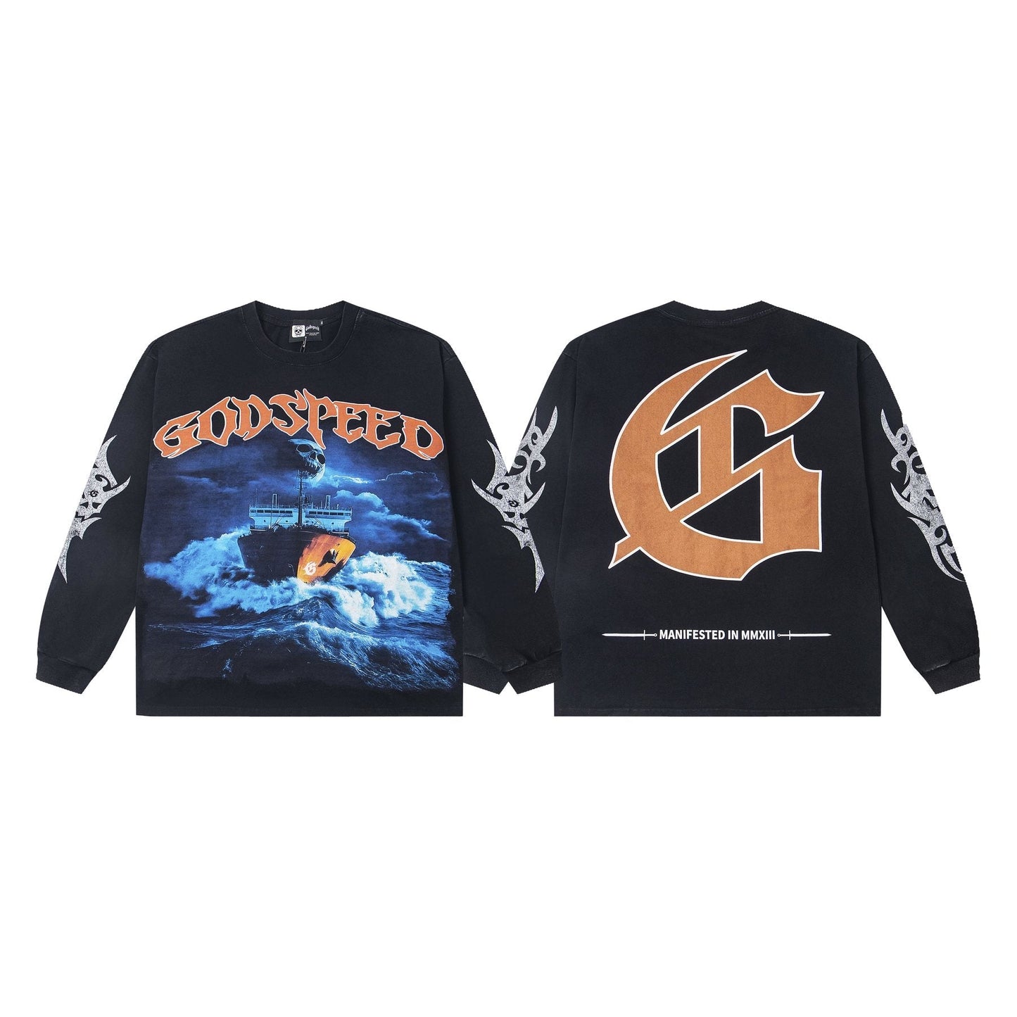 Godspeed Ship Graphic Long-Sleeve T-Shirt — comparison