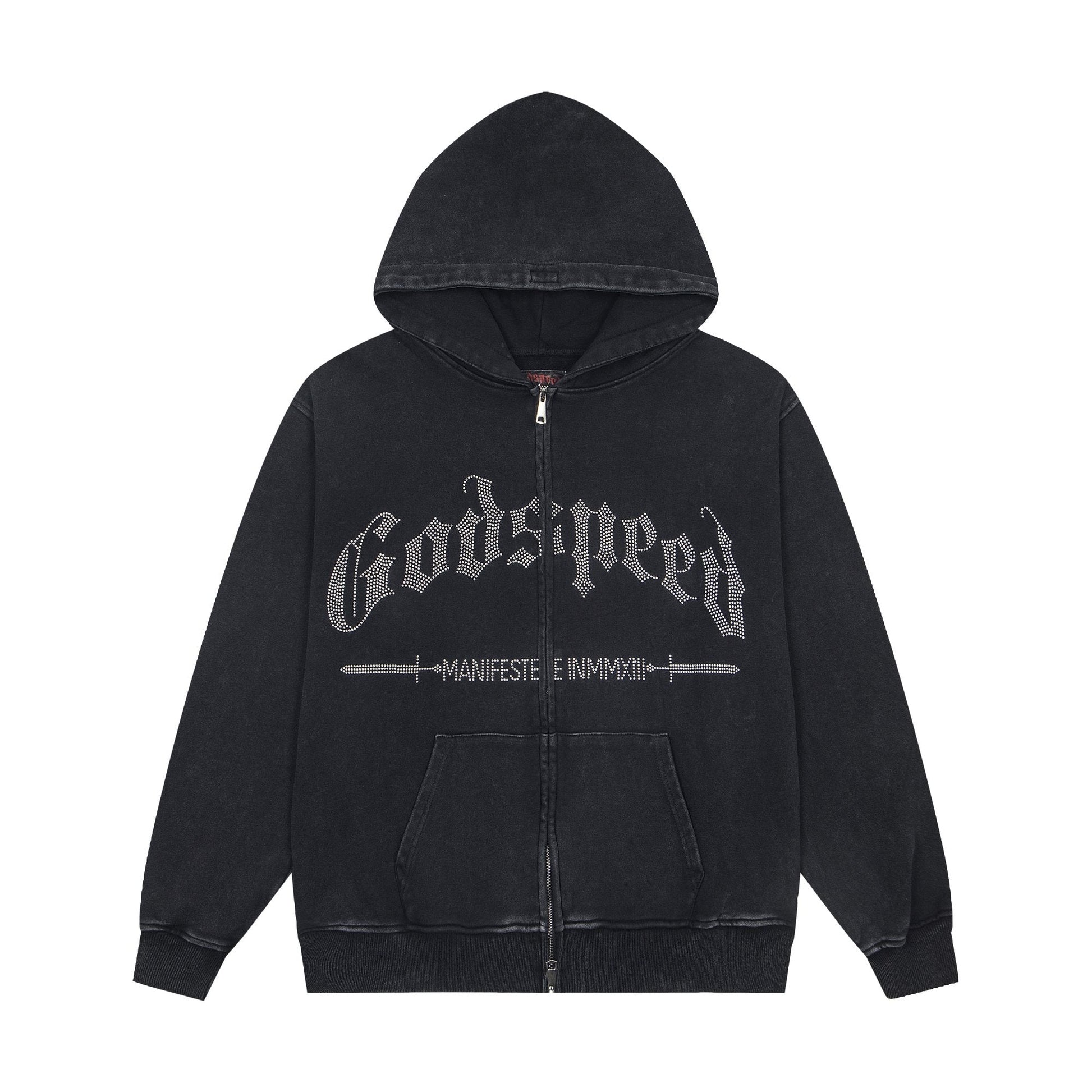 Godspeed Washed Gothic Graphic Full-Zip Hoodie — hero