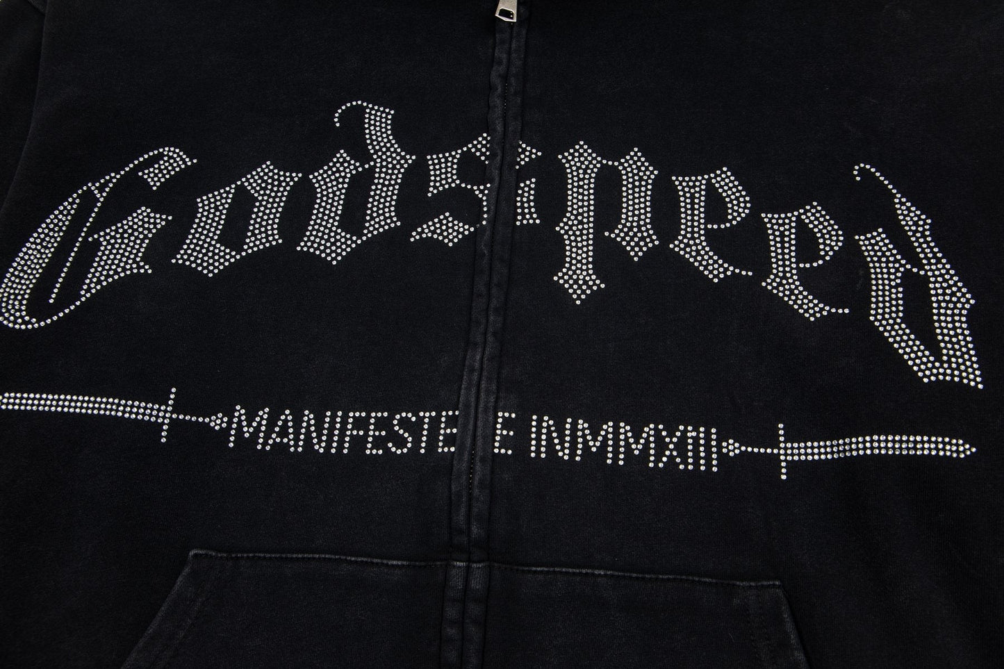 Godspeed Washed Gothic Graphic Full-Zip Hoodie — detail