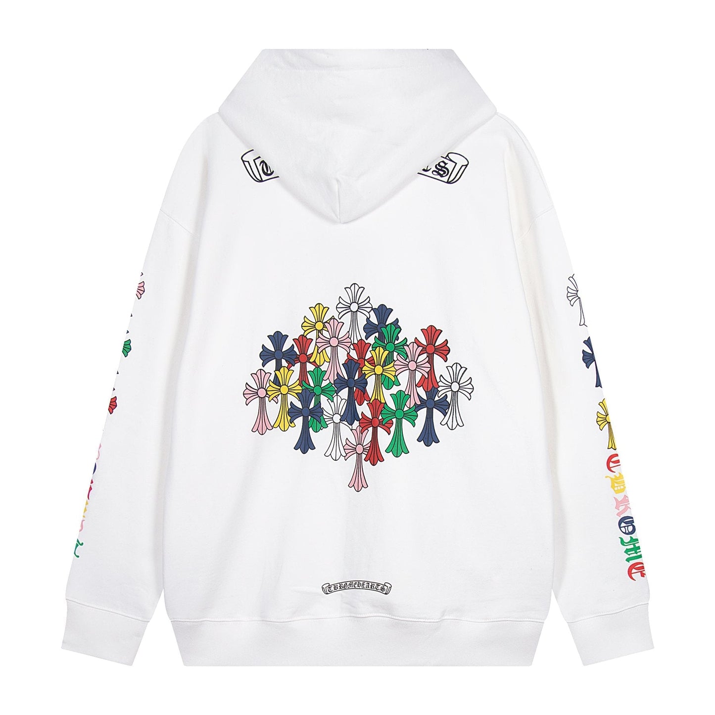 Chrome Hearts Multicolor Floral Cross Graphic Hoodie — back