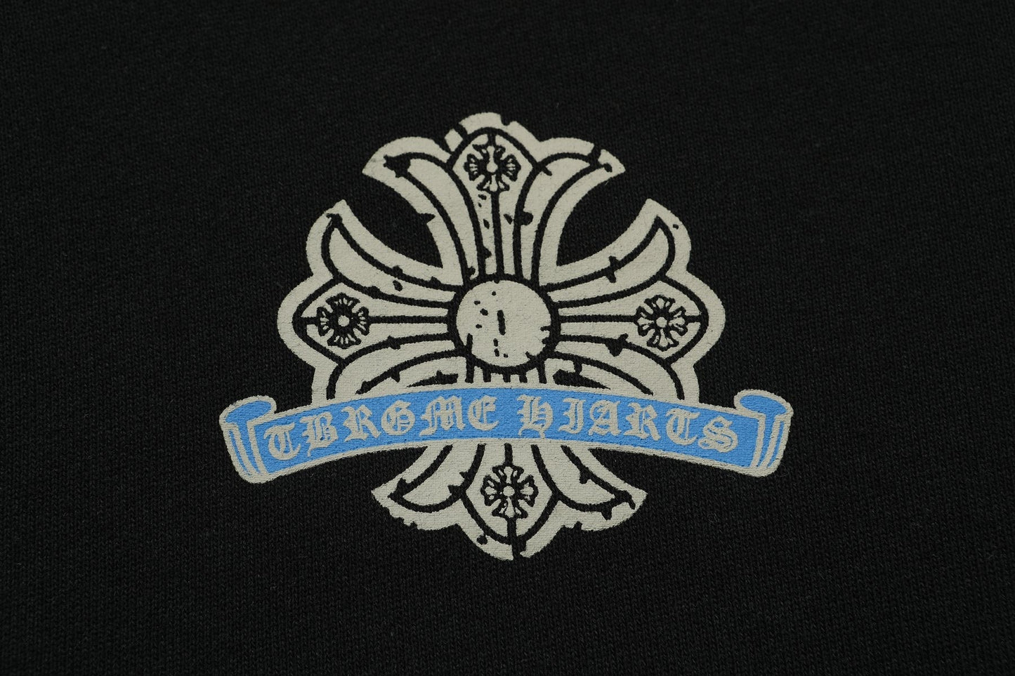 Chrome Hearts Blue Sanskrit Cross Zip Hoodie — detail