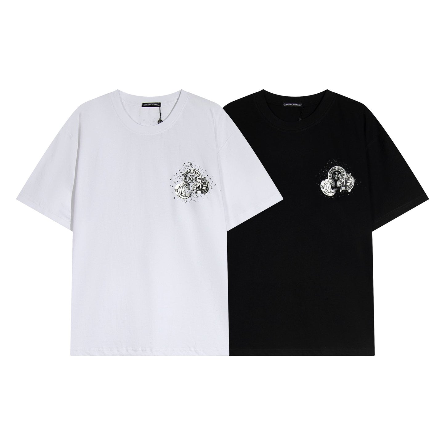Chrome Hearts Splatter Rhinestone Graphic T-Shirt — comparison