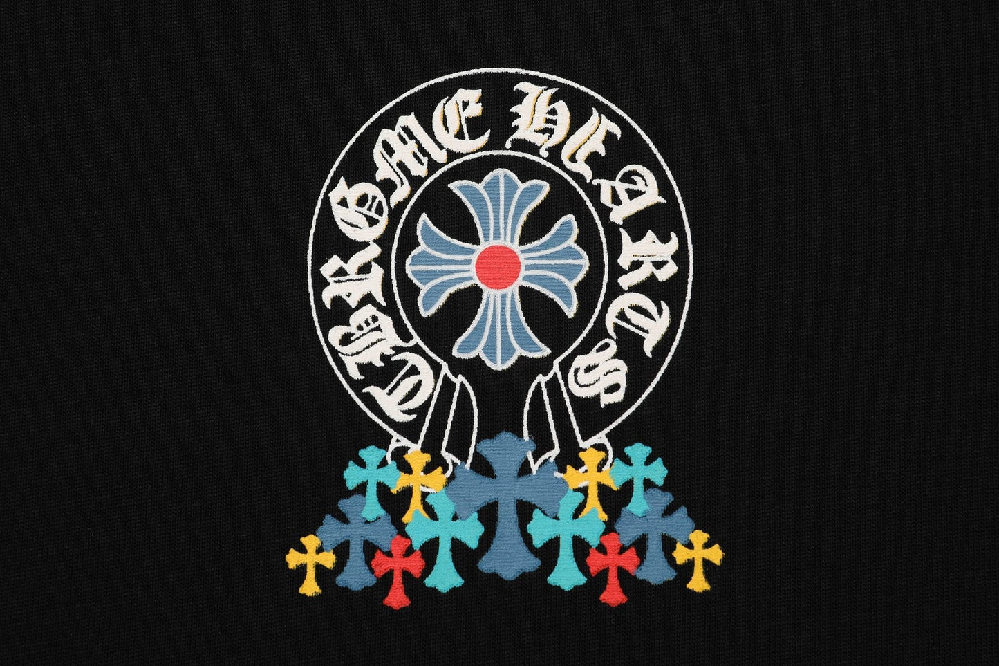 Chrome Hearts Rainbow Floral Cross Graphic T-Shirt — detail