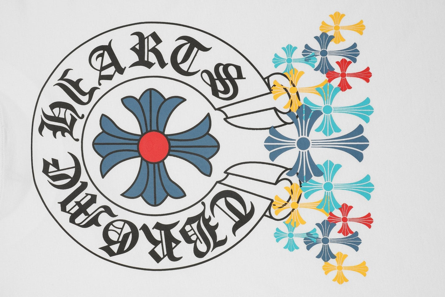 Chrome Hearts Rainbow Floral Cross Graphic T-Shirt — detail