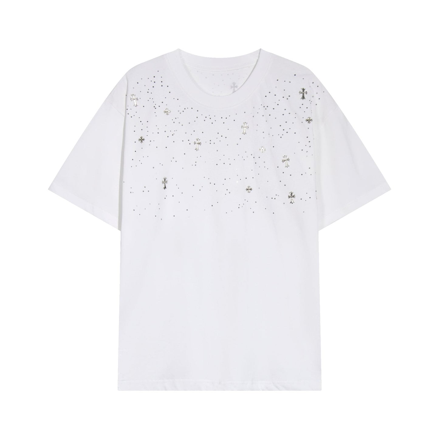 Chrome Hearts Rhinestone Cross Embellished T-Shirt — front