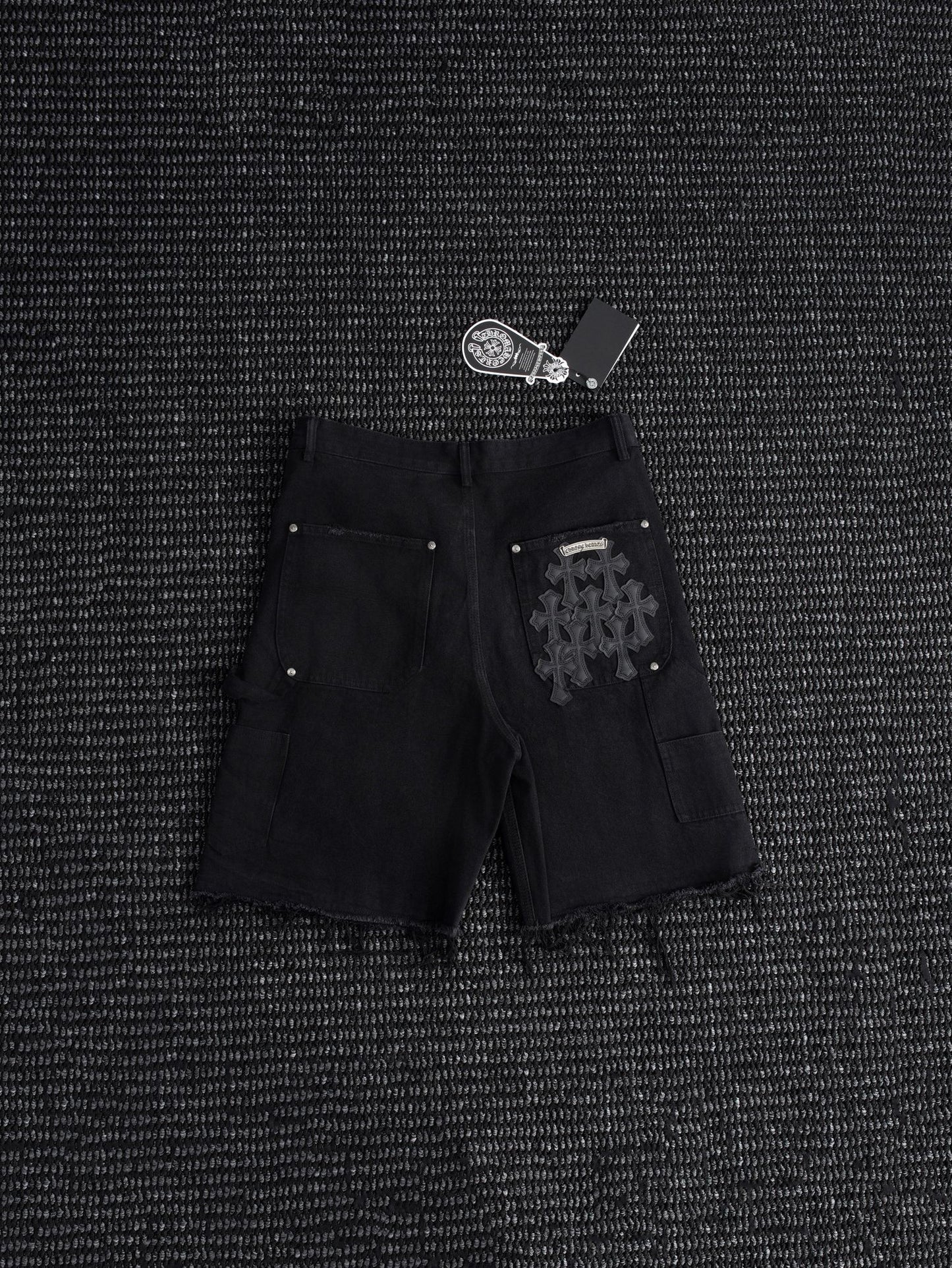 Chrome Hearts Black Graphic Appliqué Denim Cargo Shorts — hero