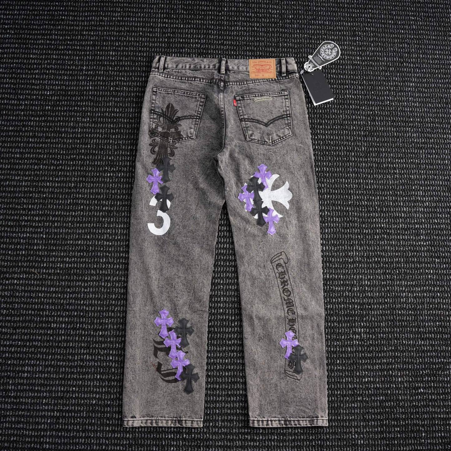 Chrome Hearts Gray Graphic Washed Jeans — back
