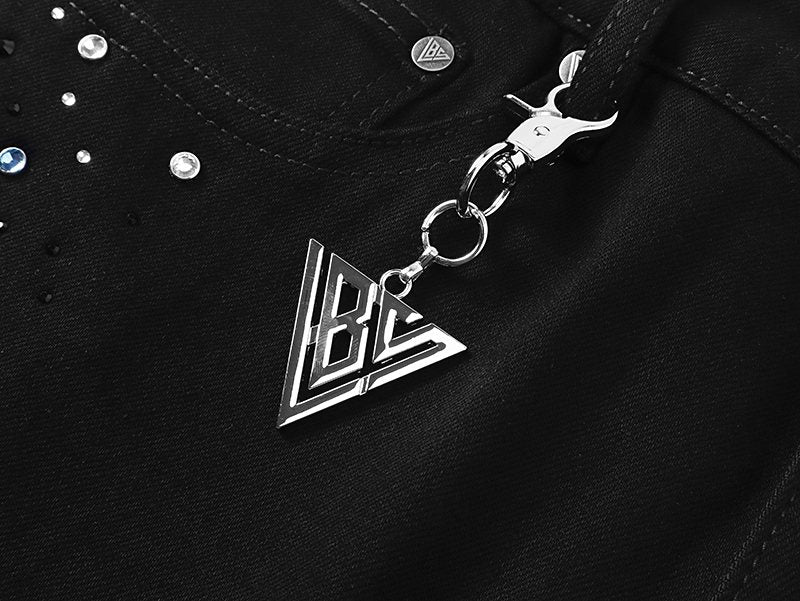 VALABASAS Rhinestone Embellished Black Flared Jeans — detail