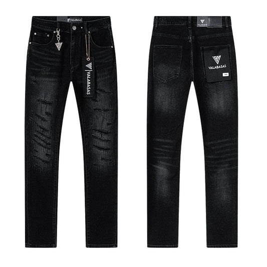 VALABASAS Washed Black Distressed Jeans — hero