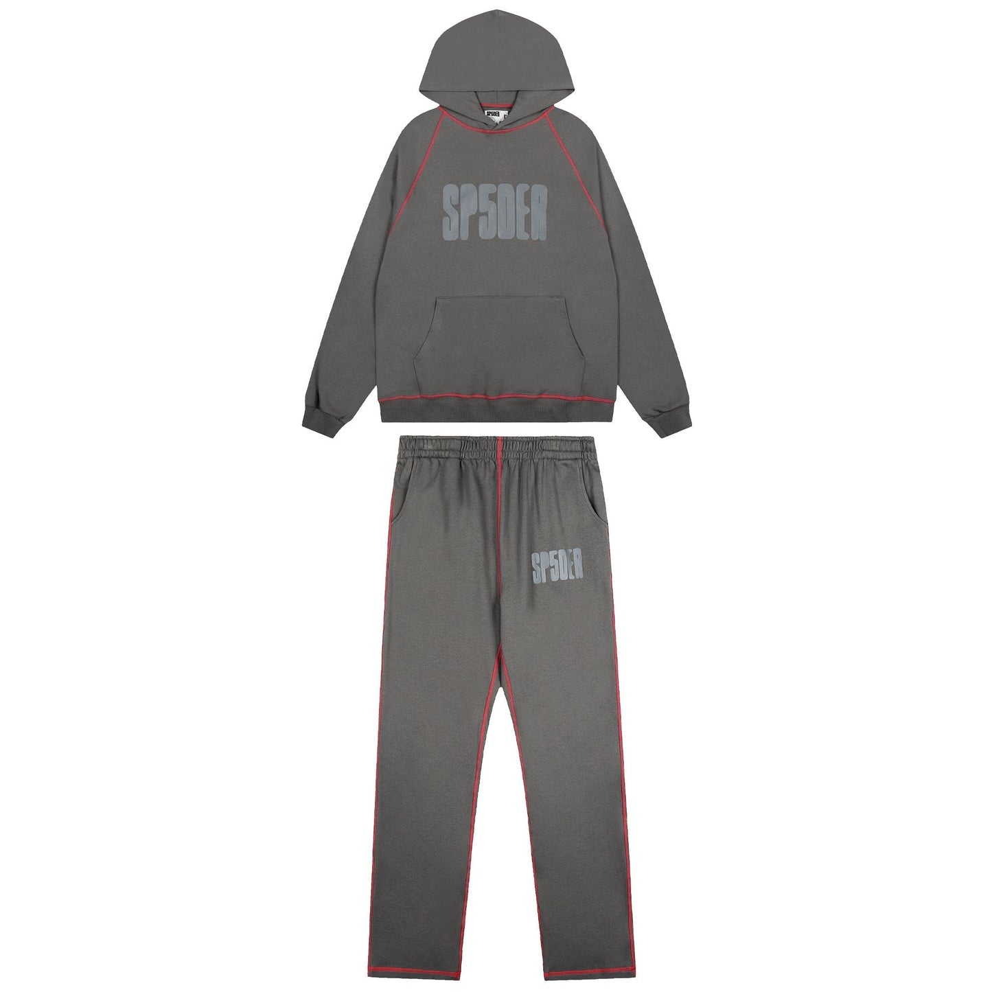 Sp5der Charcoal Gray Hoodie & Sweatpants Matching Set — hero