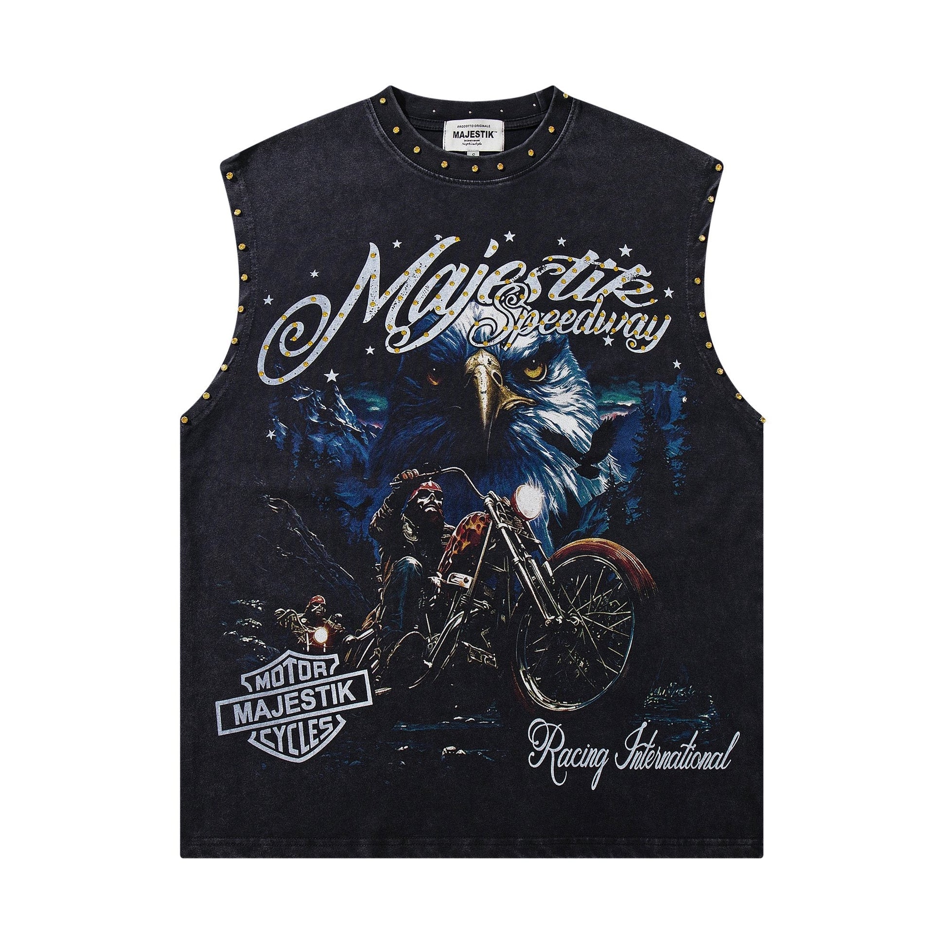MAJESTIK Speedway Eagle Motorcycle Sleeveless T-Shirt — hero
