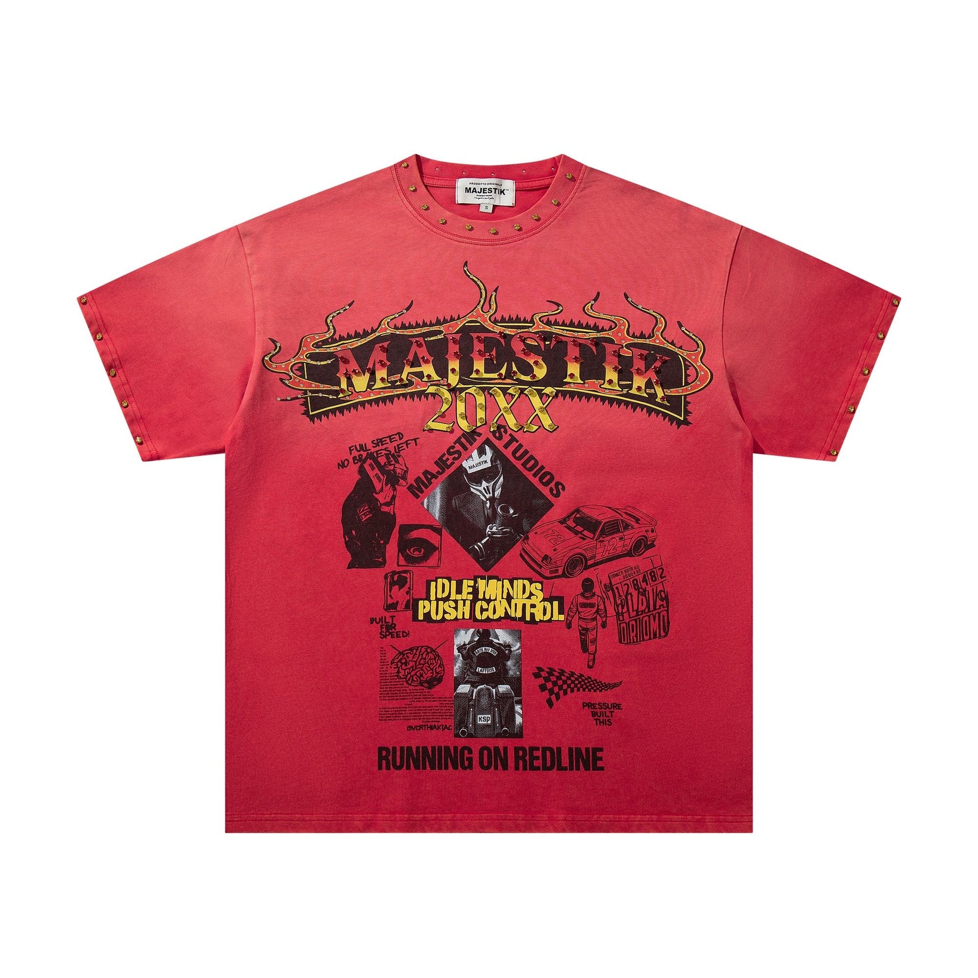 MAJESTIK Washed Red Graphic Short-Sleeve T-Shirt — hero