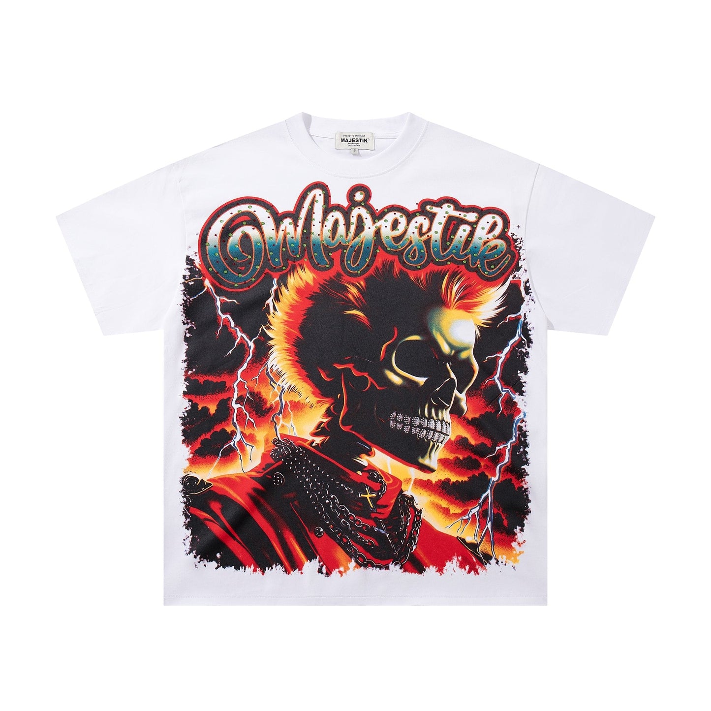 MAJESTIK Skull & Flame Graphic T-Shirt — hero