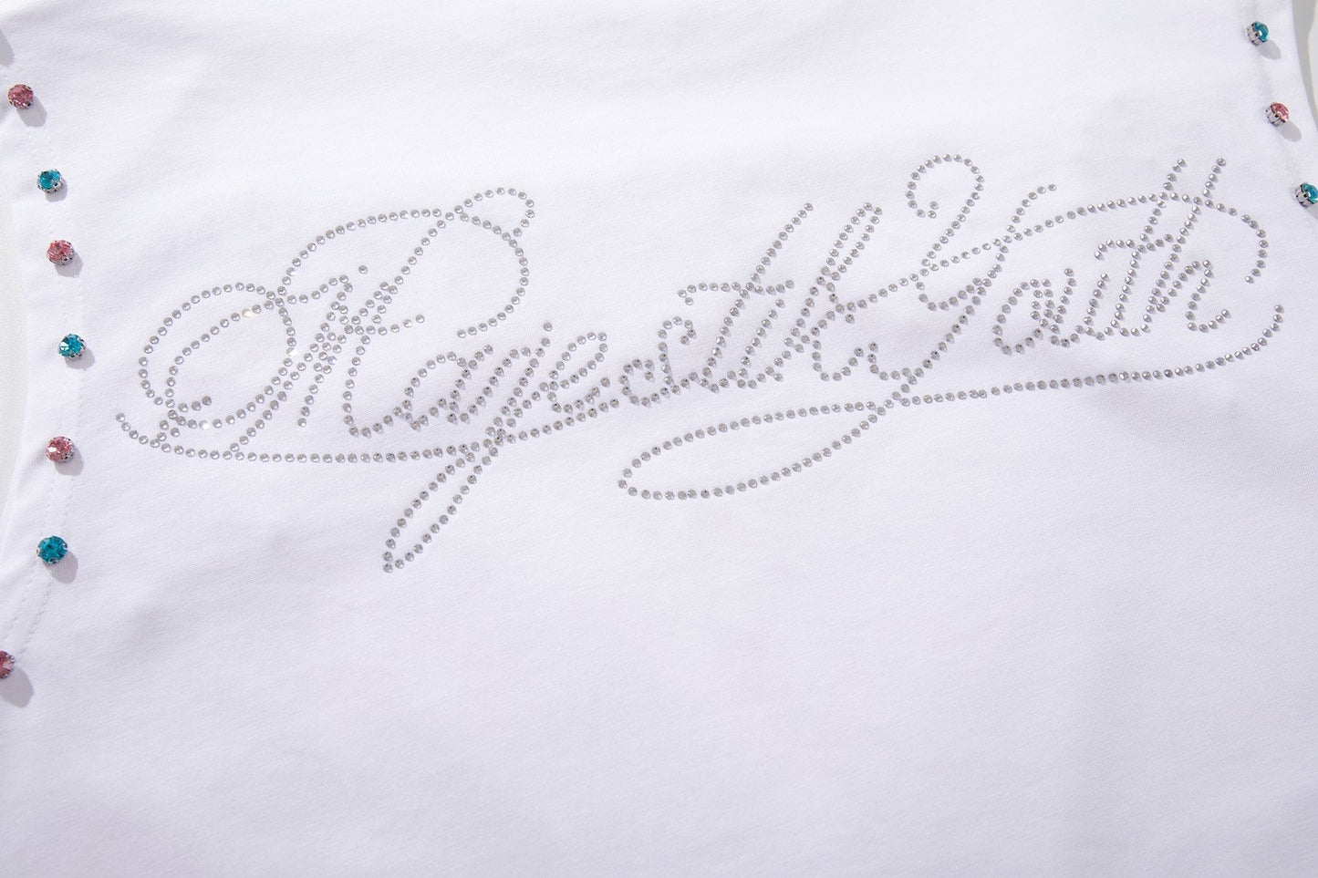 MAJESTIK Horse Rider Rhinestone Sleeveless T-Shirt — detail