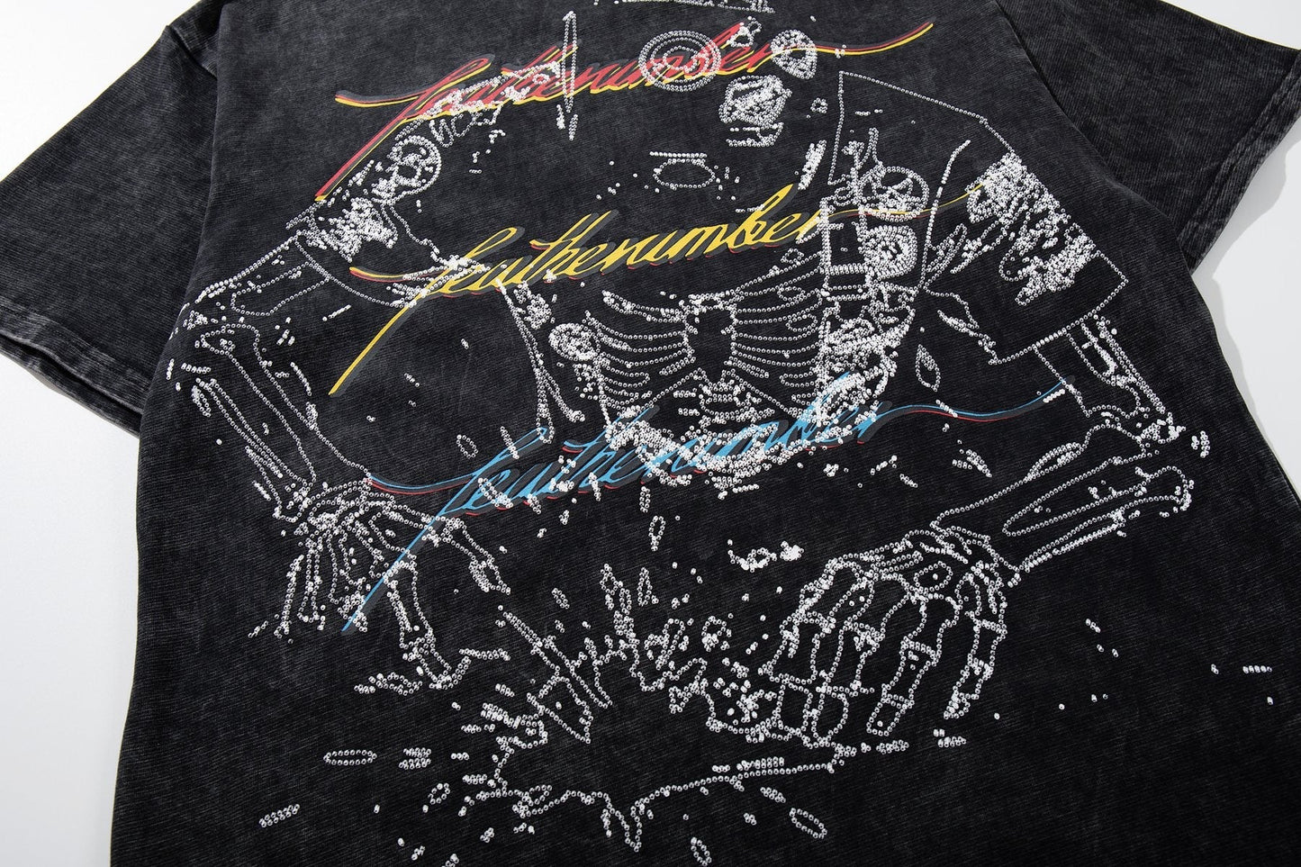 MAJESTIK Robot & Skeleton Graphic T-Shirt — detail