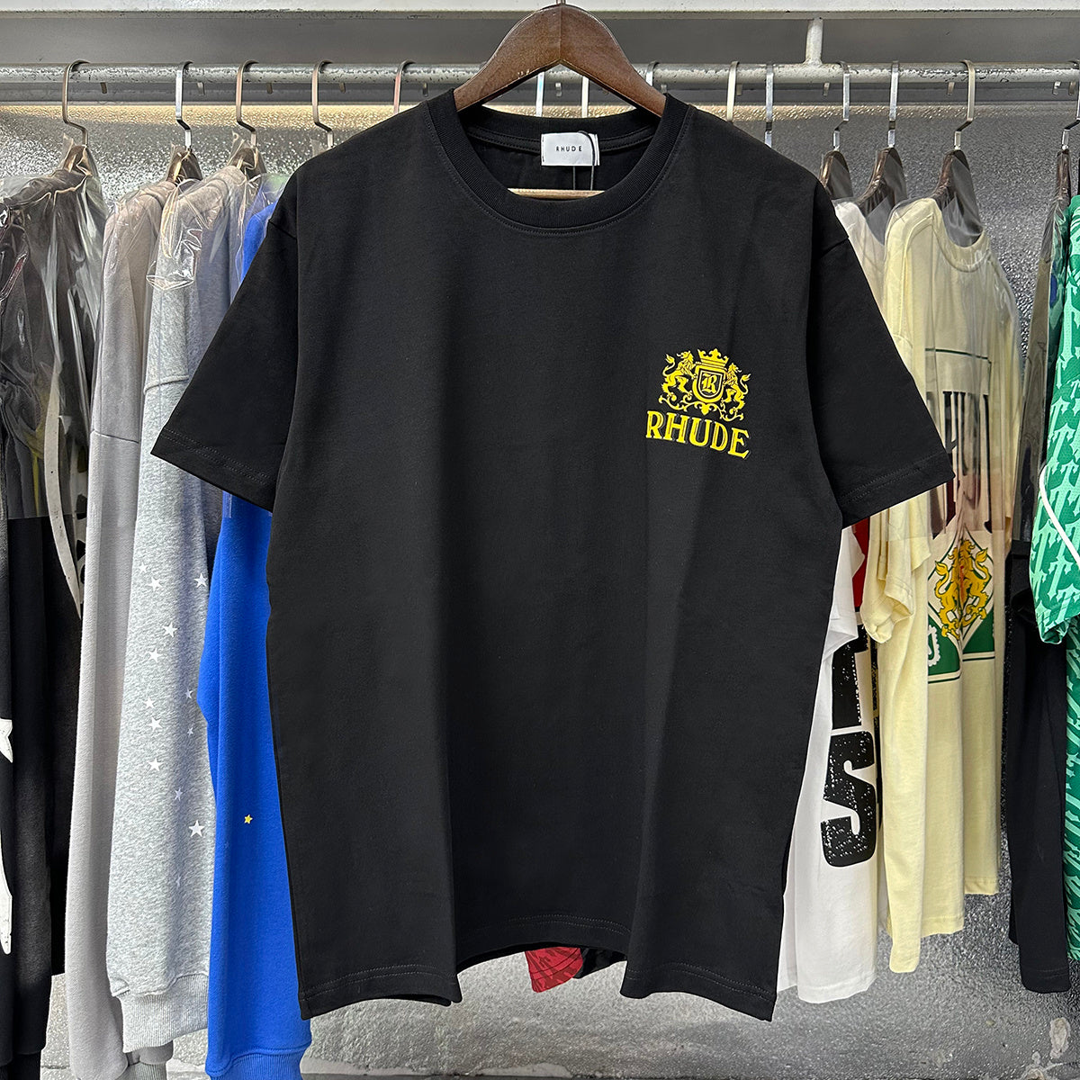 Rhude T-shirts Totem Badge Printing Cotton Casual Short Sleeve Men and Women