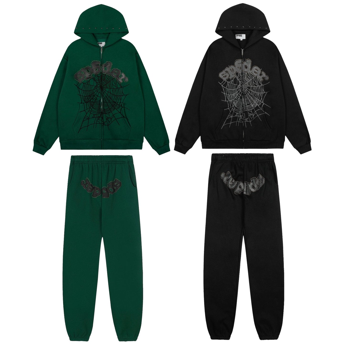 Sp5der Spiderweb Graphic Zip Hoodie & Sweatpants Matching Set — comparison