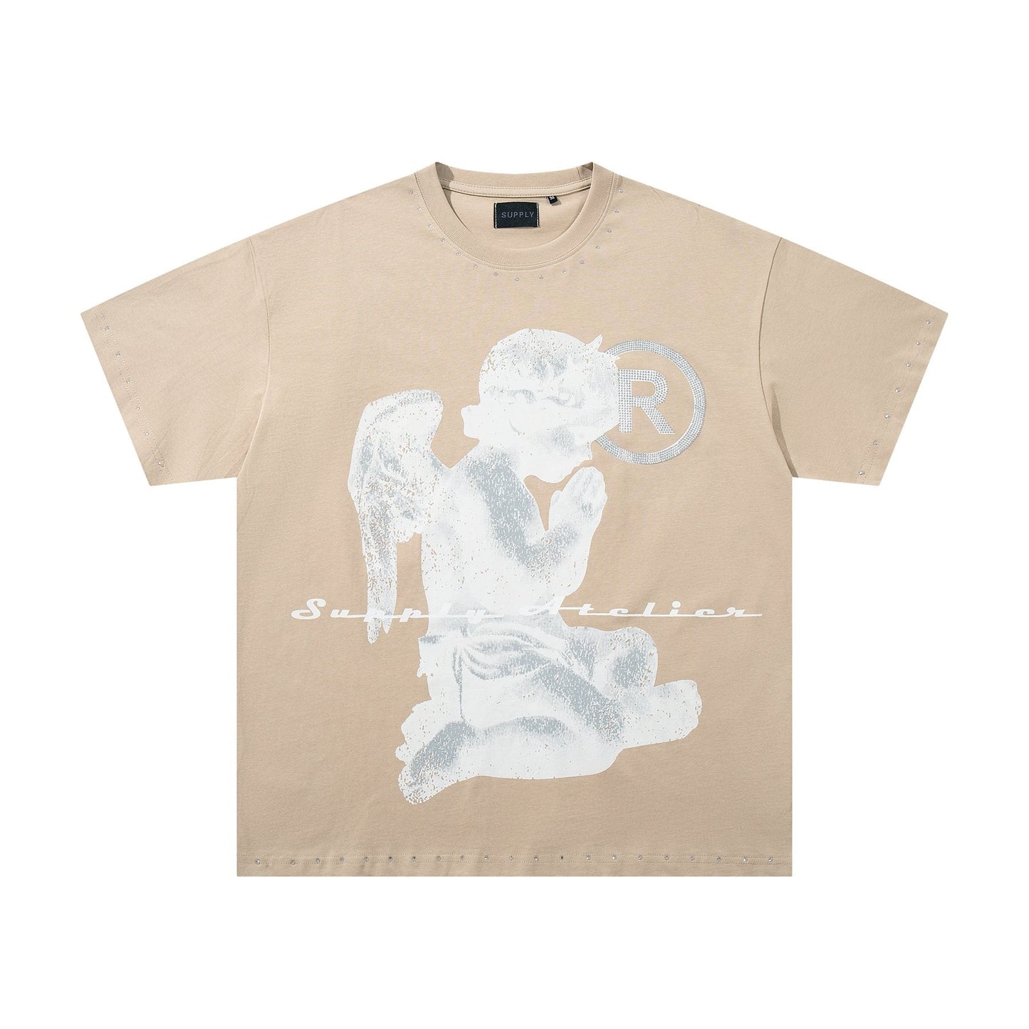SUPPLY TEE Stud-Trim Flame Graphic T-Shirt — front