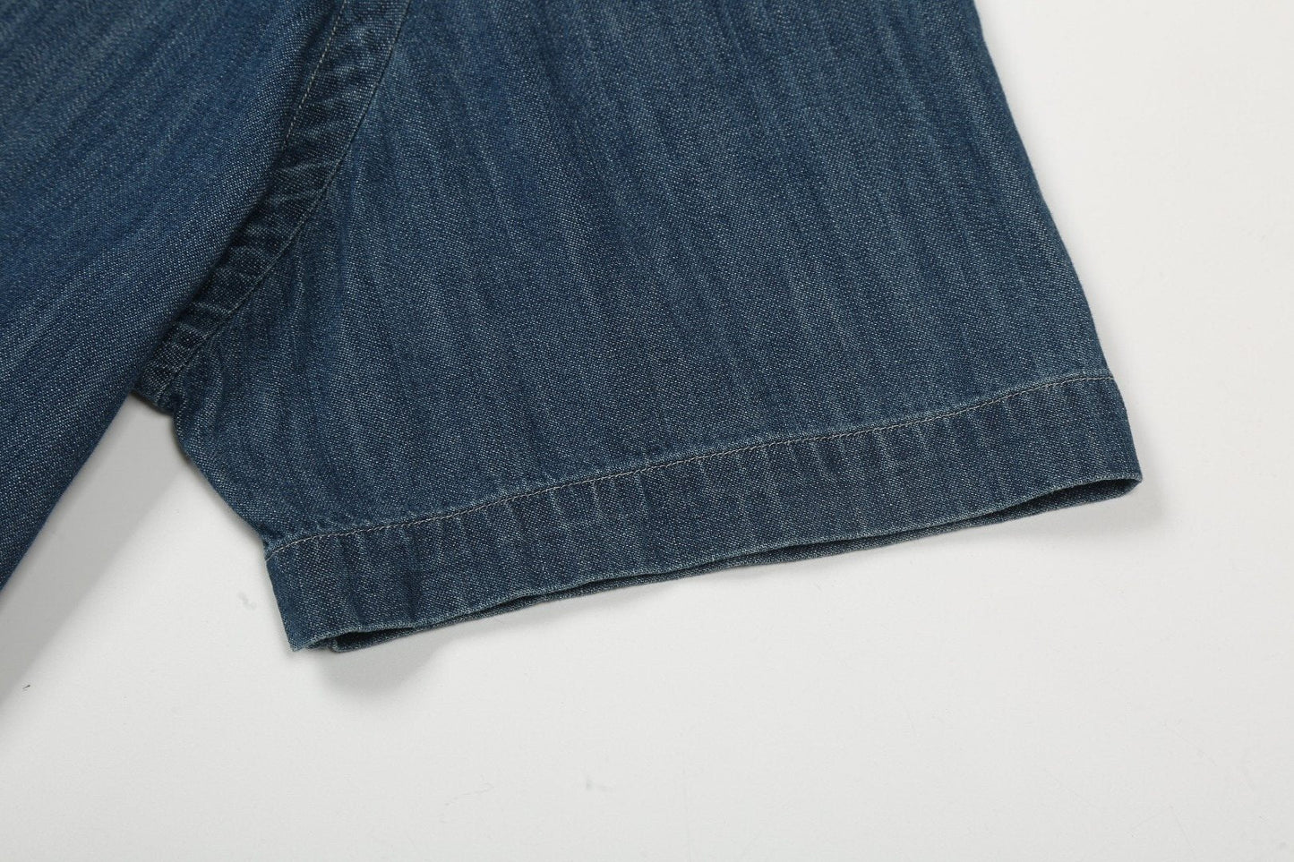 Test2-Ralph Lauren Slub Denim Short-Sleeve Button-Up Shirt — detail
